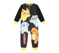 Pokemon Pikachu - Pijama de forro polar negro para niños y niñas, todo en uno, Negro, 9-10 Years