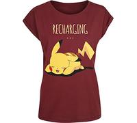 Pokémon Pikachu - Recharging Mujer Camiseta Burdeos XXL 100% algodón Vorne Bedruckt Ancho