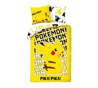Pokemon Pikachu - Ropa de cama infantil reversible de algodón con certificado Öko-Tex, funda nórdica de 135 x 200 cm y funda de almohada de 80 x 80 cm, tamaño estándar alemán