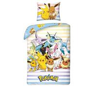 Pokemon Pikachu und Freunde - Juego de ropa de cama (funda nórdica de 135 x 200 cm y funda de almohada de 80 x 80 cm, certificado Öko-Tex, tamaño estándar alemán POK 9820)