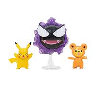 Pack de 3 figuras jazwares pokemon batalla teddiursa pikachu y gastly