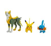 Pokémon PKW2676 - Paquete de 3 Figuras de Batalla Mudkip Age 4+, Pikachu y Boltund de 3 Pulgadas, Detalles auténticos