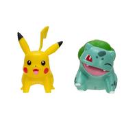 Pokémon PKW3587 First Partner 2 Pack - Figuras de Batalla de Bulbasaur y Pikachu de 2 Pulgadas con Detalles auténticos, Multicolor