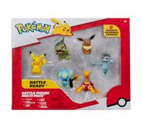 Pokémon PKW3614 - Battle Figure Multipack - Pack de 6 con Pikachu, Pottrot, Milza, Sheinux, Evoli y Machollo, Figuras Oficiales, 5 cm Cada uno
