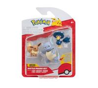 Pokémon PKW3895 - Juego de Figuras de Batalla - Evoli, Kramurx, Schillok, Juego Oficial de Figuras