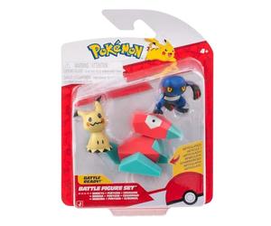 Pokémon PKW4091 - Juego de Figuras de Batalla (glibunculo, mimigma y porigón)
