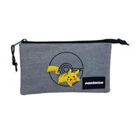 Estuche Escolar Pokemon Pikachu Triple - Interior Forrado y Cierre de Cremallera - Portatodo con 3 Compartimientos - 3 X 23 X 3 CM