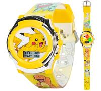 Pokemon - Reloj de cuarzo para niños con correa de plástico, color amarillo, 16 (modelo: POK4239AZ)