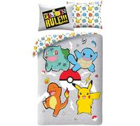 Halantex Juego de cama Pokemon Rules – Funda nórdica 140x200 cm + funda almohada con Pikachu