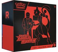 Pokémon - Juego de cartas coleccionables: Top Trainer Box Carmesin & Purple - Rivales eternos (1 carta promocional de pantalla completa, 9 paquetes de refuerzo y accesorios premium)