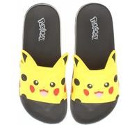 Pokemon - Sandalias para niños, sandalias de pokeball con cara de Pikachu, zapatos de piscina para la playa para niños, regalos para jugadores, mercancía oficial (negro, sistema de tallas de calzado
