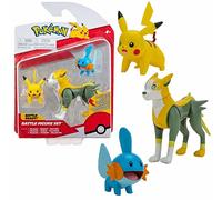 Pokemon Selección Battle Figures | Conjunto de 3 Juego de Figuras de Acción, Figuras del Juego:Pikachu. Mudkip & Boltund