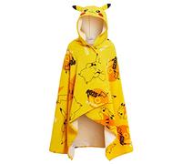 Pokémon Serviette à Capuche Pikachu 100% Coton Enfants Oreilles 3D Déguisement Poncho Pikachu Serviette de Plage Serviette de Bain Enveloppe de Natation