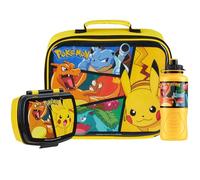 Pokémon Set de Bolsa de Almuerzo Térmica para Niños, Botella y Fiambrera, 3 Piezas (Amarillo)
