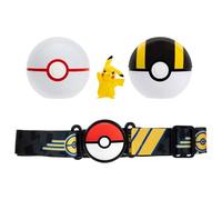 Pokémon Set de cinturón Pikachu Clip ‘N’ Go Figura de Batalla de Pikachu de 5 cm con Honor Ball, Ultra Ball y cinturón temático de Tipo eléctrico.