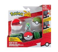 Pokémon Belt Set-Figura de Batalla Bulbasaur de 2 Pulgadas con cinturón Clip 'N' Go más Bola Nido y Accesorios de Pokéball, Color Juego bisasam, Medium (Jazwares PKW3160)