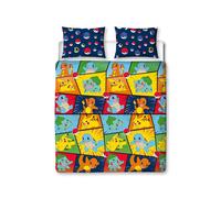 Pokemon Retro Doble Funda Edredón Colcha Y Funda de Almohada Azul Niños Oficial