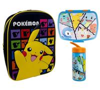 Pokemon Set Mochila Infantil, Sandwichera infantil y Botella escolar - Pack Diseño Colorido | Mochila Escolar 31x25x11cm Niño Niña de 3 a 8 Años | Material Escolar Vuelta al Cole