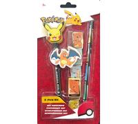 Pokémon Set papelería 5 piezas - Suministros escolares que comprenden 2 lápices de papel, 1 regla 15 cm, 1 goma Pikachu & 1 talla-Crayón Charizard - Regalo para niños
