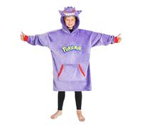 Pokémon Sudadera con Capucha Niños Oversized, Pikachu Anime Sudaderas Poncho Bolsillo Canguro Suave y Cálida, Ropa de Invierno (Morado Gengar)