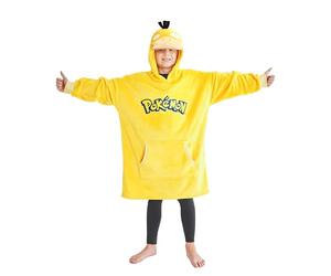 Pokémon Sudadera con Capucha Niños Oversized, Pikachu Anime Sudaderas Poncho Bolsillo Canguro Suave y Cálida, Ropa de Invierno (Amarillo Psyduck)