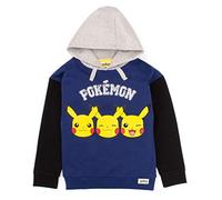 Pokémon Sudadera con Capucha niños, Pikachu, Cara Azul, suéter de Juego 9-10 años