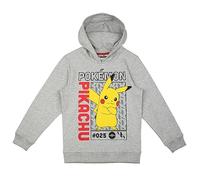 Pokemon - Sudadera con capucha para niño y niña, diseño de Pikachu, gris, 152
