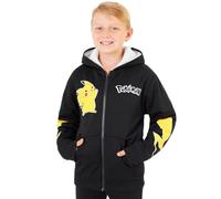 Pokémon Sudadera Cremallera Niños 7-14 Años, Pikachu Charizard Mewtwo Gengar, Chaqueta Capucha Forro Polar, Regalos Anime (7-8 Años, Nero Pikachu)