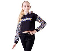 Pokémon Sudadera Niña Sudadera Corta Crop Top Ropa para Niñas Pikachu Regalos para Niñas y Adolescentes 5-15 Años (7-8 años, Negro)
