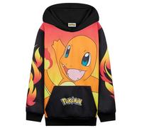 Pokémon Sudadera Niño Niña y Adolescente, Pikachu Sudaderas con Capucha Cómoda, Bolsillo Canguro, Regalos Anime para Niños (9-10 Años, Charmander Negro/Rojo)