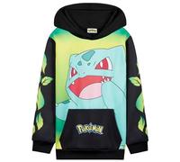 Pokémon Sudadera Niño Niña y Adolescente, Pikachu Sudaderas con Capucha Cómoda, Bolsillo Canguro, Regalos Anime para Niños (13-14 Años, Bulbasaur Negro/Amarillo)