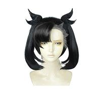 Pokemon Sword And Shield Marnie Cosplay Peluca Fiesta de Halloween Carnaval Corto Negro Pelucas sintéticas Con flequillo Doble trenza AG-015