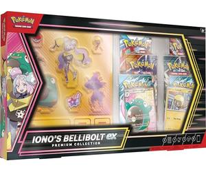 Pokémon TCG: Colección Bellibolt ex Premium de Iono (1 Tarjeta Promocional de lámina de Arte Completo, 6 Paquetes de Refuerzo y Soportes acrílicos)