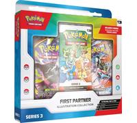 Pokémon TCG: First Partner Illustration Collection-Series 3 (3 tarjetas promocionales, 2 paquetes de refuerzo y 1 hoja de calcomanías)