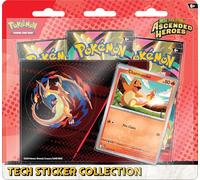Pokémon TCG: Mega Evolution, colección de calcomanías tecnológicas de héroes ascendidos, Charmander (1 Tarjeta Promocional de Aluminio y 3 Paquetes de Refuerzo)