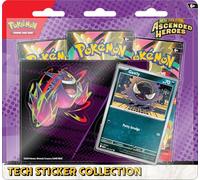 Pokémon TCG: Mega Evolution - Colección de calcomanías tecnológicas de héroes ascendidos - Gastly (1 Tarjeta Promocional de Aluminio y 3 Paquetes de Refuerzo)