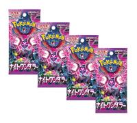 Pokémon TCG Night Wanderer Booster Packs x4 | Paquetes de refuerzo de fábula japonesa envuelta | Cartas Pokémon japonesas | Serie escarlata y violeta