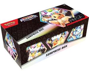 Pokémon TCG: Scarlet & Violet - Caja Sorpresa de evoluciones prismáticas (4 Paquetes de Refuerzo y 1 Tarjeta Promocional de Aluminio)