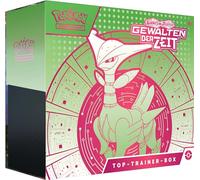 Pokémon Juego de Cartas coleccionables Top Trainer Box Carmesin & Purpur, Violencias del Tiempo: Hoja de Hierro (1 Tarjeta Promocional holográfica Completa con Mandril de Hierro, 9 Paquetes de