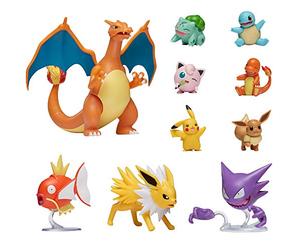 Pokemon Ultimate Deluxe Multi 10 Figuras, Glurak, Karpador, Alpollo, Evoli, Glumanda, Schiggy,Pikachu,Bisasam,Pummeluff,Blitza, Oficial