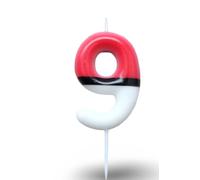 Pokemon - Vela de cumpleaños con número de edad | Pokeball | 9 - nueve