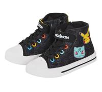 Pokemon Zapatillas altas de lona con cremallera para niños Pikachu Zapatillas deportivas Plimsolls Zapatillas deportivas, Negro , 28 EU