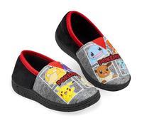 Pokémon Zapatillas Niño Estar por Casa, Pikachu Pantuflas Invierno Suaves con Suela Antideslizante, Regalo Anime para Gamer(Negro/Rojo, 32 EU)