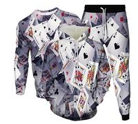 Póker Carta de Juego Chándal Mujeres Hombres Impresión 3D Sudadera con Capucha y Sudadera y Pantalones de Chándal Hip Hop 3 Piezas Conjunto Outfit