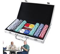 Poker Chips with Denomination, 200 Piece Board Games Pokers Chips Case, Professional Party Set Portable Compact Versátil Ideal para juegos al aire libre y entretenimiento adulto