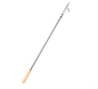 Poker de fuego, gancho de fogata de acero inoxidable con mango de madera, herramienta de empalme de aire para hogueras de chimenea, barbacoa, carbón y raspado de cenizas