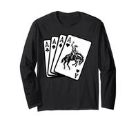 Poker Hand 4 Aces Bronco Riding Cowboy Rodeo Naipes Manga Larga
