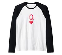 Poker Jugando a Las Cartas Queen Hearts Camiseta Manga Raglan