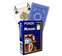 Póker Modiano Azul Plástico Juego Cartas 4 Grande Índice Talla Hecho Italy Nuevo