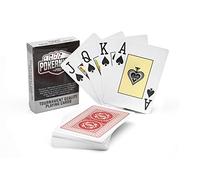 Poker Night Pro Baraja de Cartas de Póker Texas Hold'em Profesional | 100% de Plástico y Resistente al Agua | 54 Cartas por Baraja (Dorsos Rojos) | 2 Comodines | Índice Jumbo